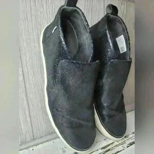 TOMS Paxton Slipons in Black Metallic Crackle Suede Leather Women's 9.